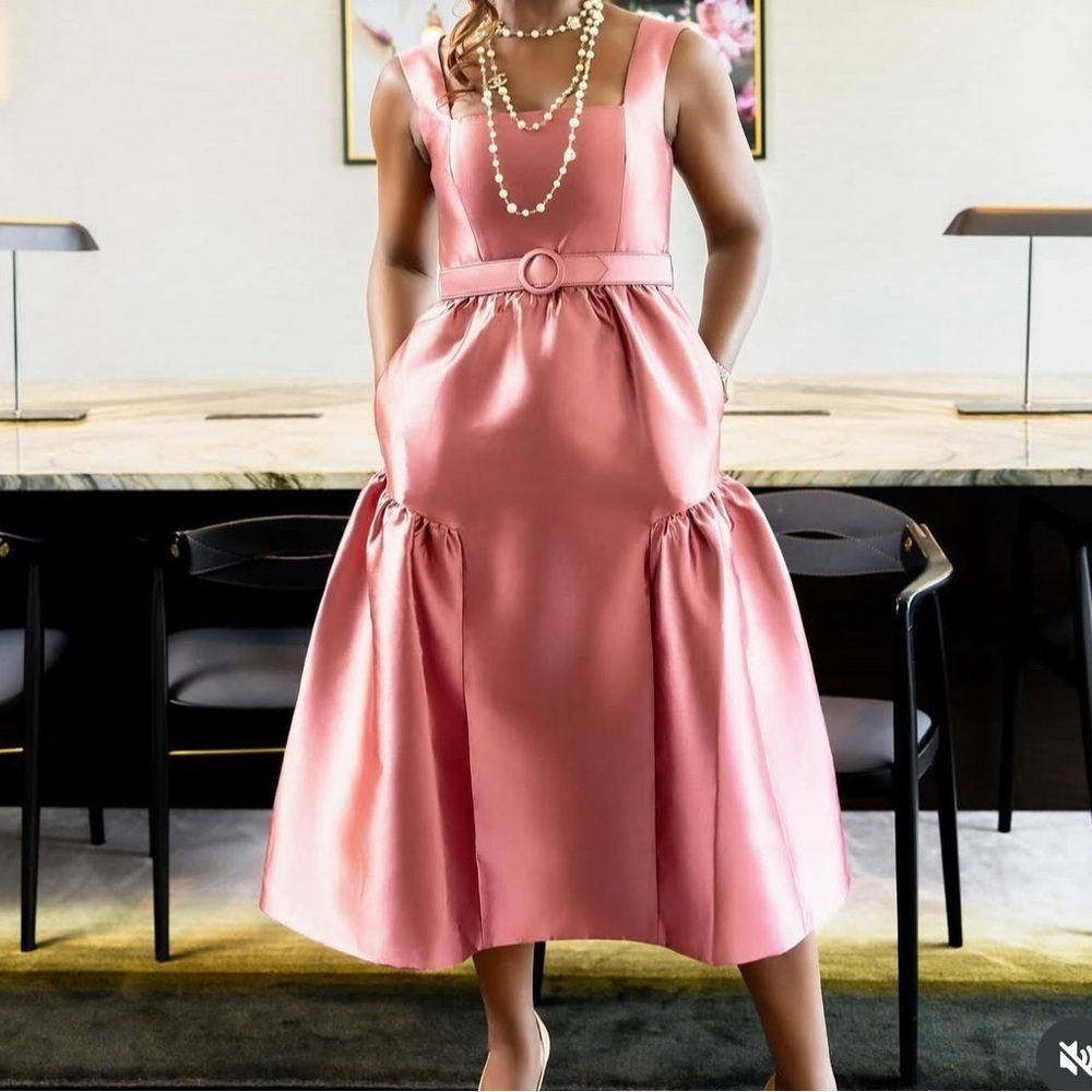 Kate Unger formal Elegant Pink Satin Dress. NWT. No belt - Picture 3 of 14